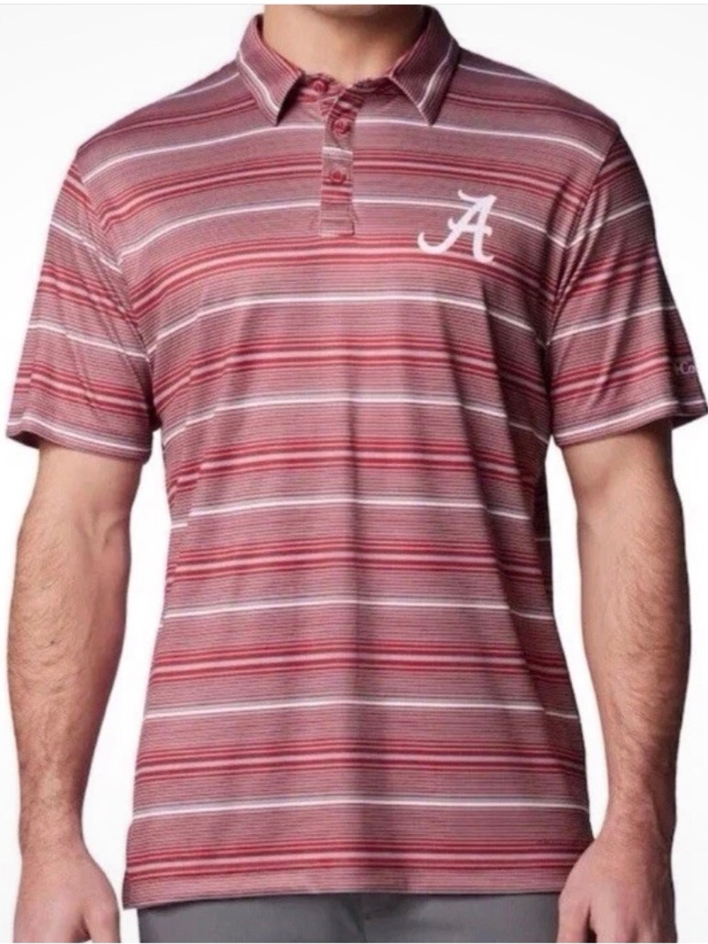 Columbia PFG Mens Crimson Tide Striped Polo Shirt Super Terminal Tackle XXL